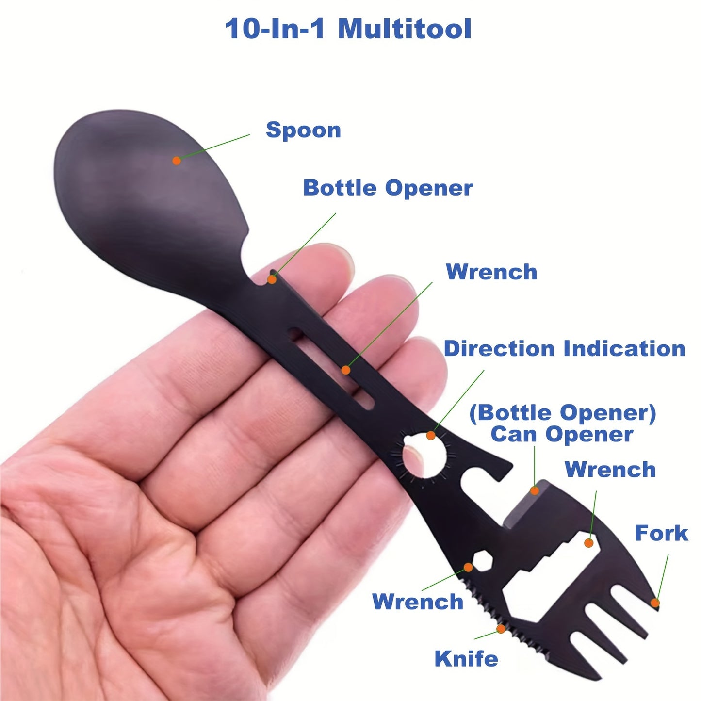 10-in-1 Multi-Functional Stainless Steel Spork Camping Tool