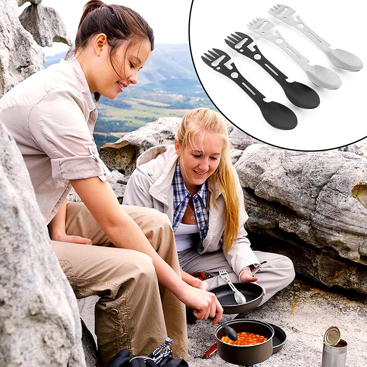10-in-1 Multi-Functional Stainless Steel Spork Camping Tool