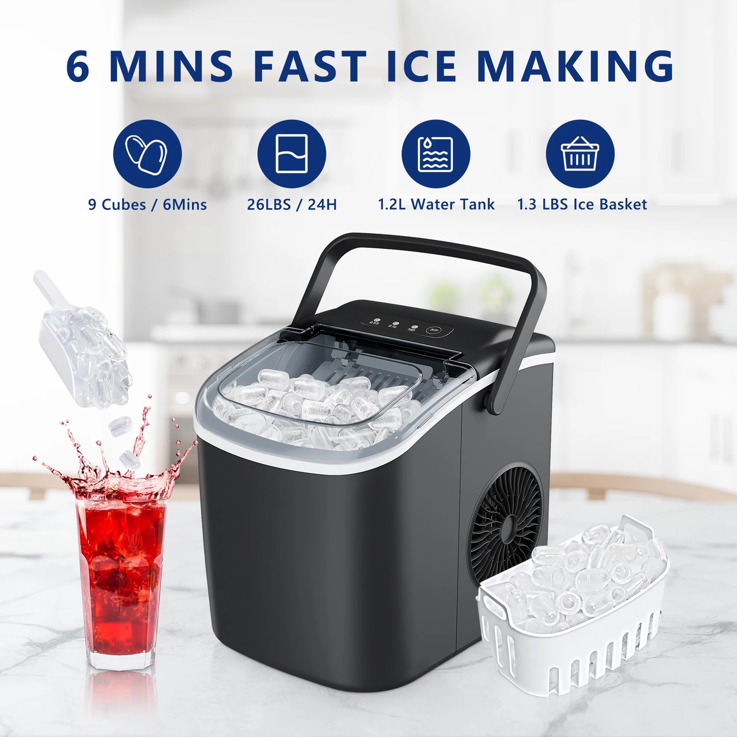 SIMALIFE IM 06 Ice Maker | Portable, Self-Cleaning Machine
