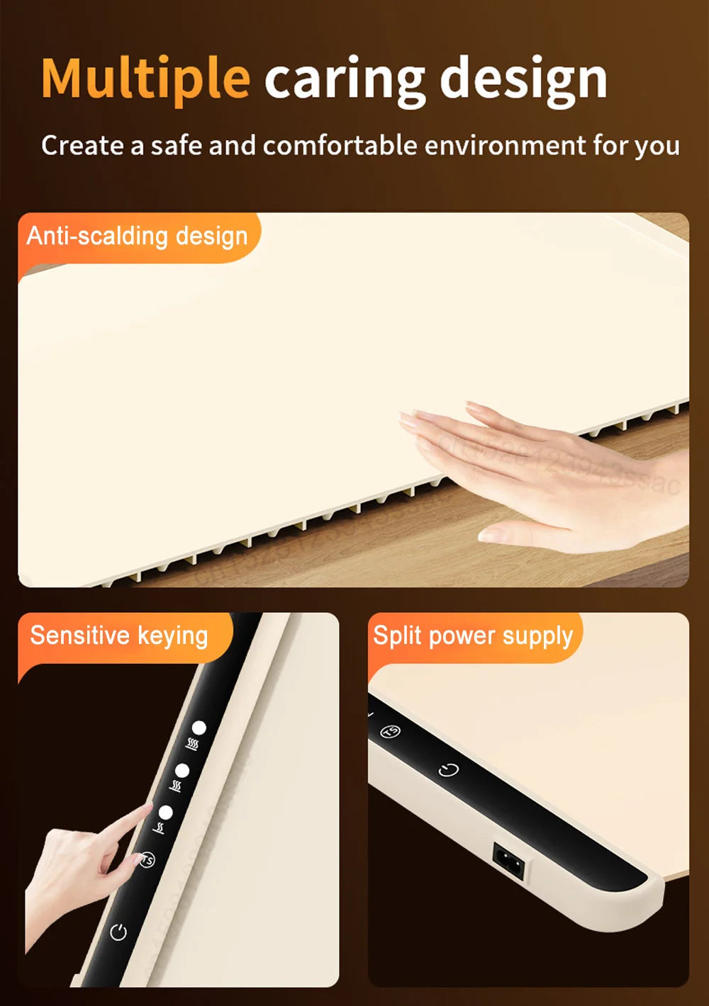 Foldable Electric Warming Tray 3 Temp Settings & Smart Heat