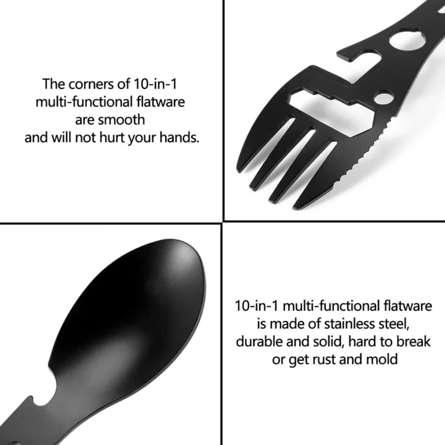 outdoor SurvivorPro 3-in-1 Outdoor Fork Spoon & Bottle Opener
