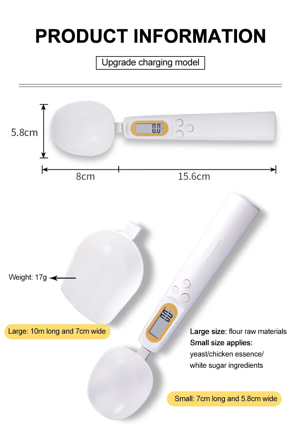 Digital Spoon Kitchen Scale | 500g 0.1g USB Rechargeable