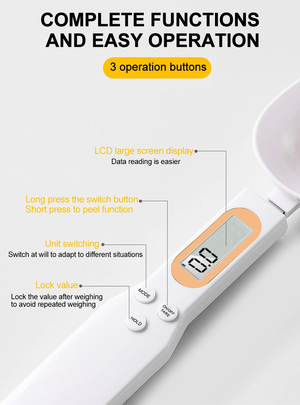 Digital Spoon Kitchen Scale | 500g 0.1g USB Rechargeable