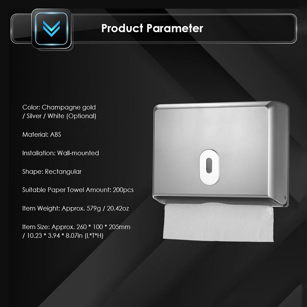 Wall-Mounted Tissue Dispenser – ABS Rectangular Paper Towel Holder | Bathroom, Home & Car Organizer for Multifold Tissues