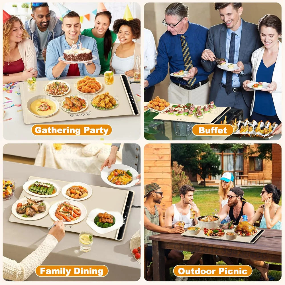 Foldable Electric Warming Tray 3 Temp Settings & Smart Heat