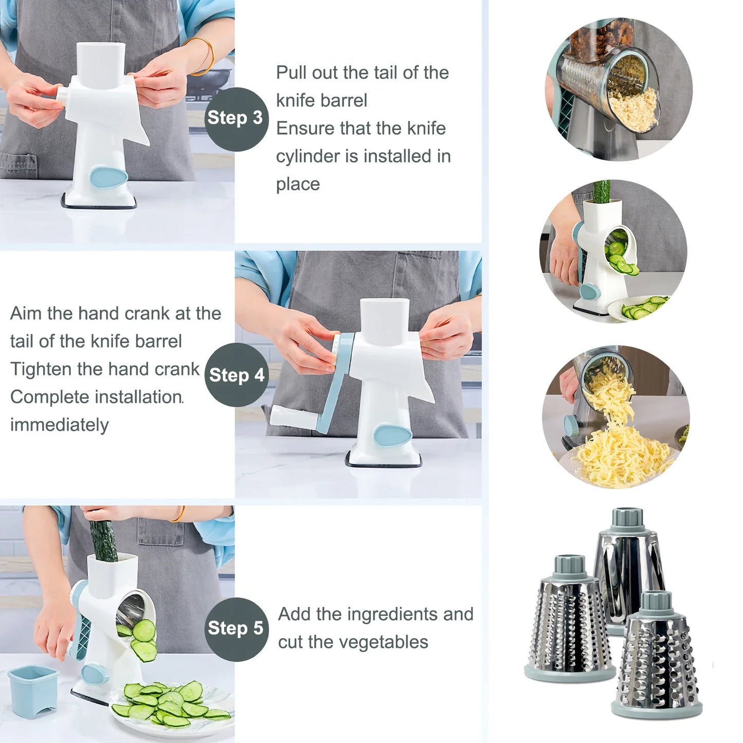 3 in 1 Cheese Grater - Fast Food Prep Tool