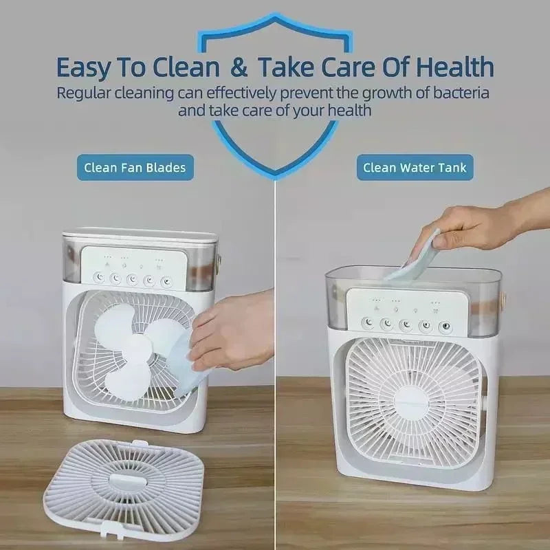 3-in-1 Mini Kitchen Air Cooler Fan – Portable AC, Humidifier & LED Light