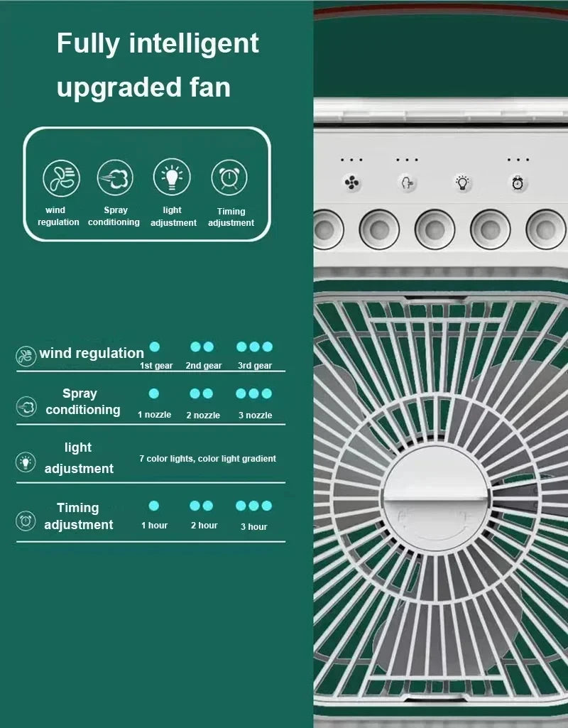 3-in-1 Mini Kitchen Air Cooler Fan – Portable AC, Humidifier & LED Light