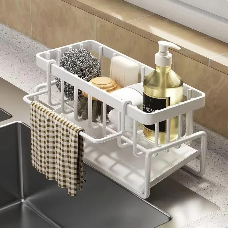 Kitchen Spice Storage Shelf with Drainage | Tap-Mounted Rack