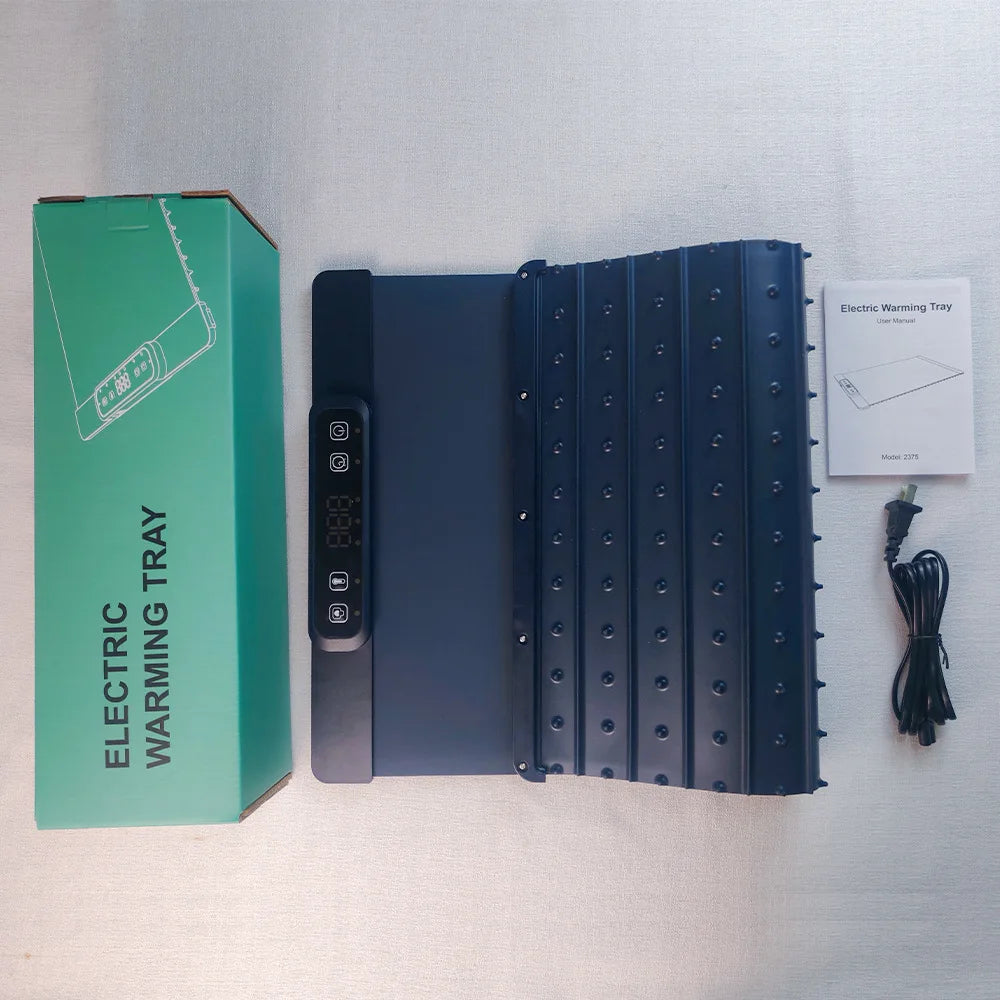 Foldable Electric Warming Tray 3 Temp Settings & Smart Heat
