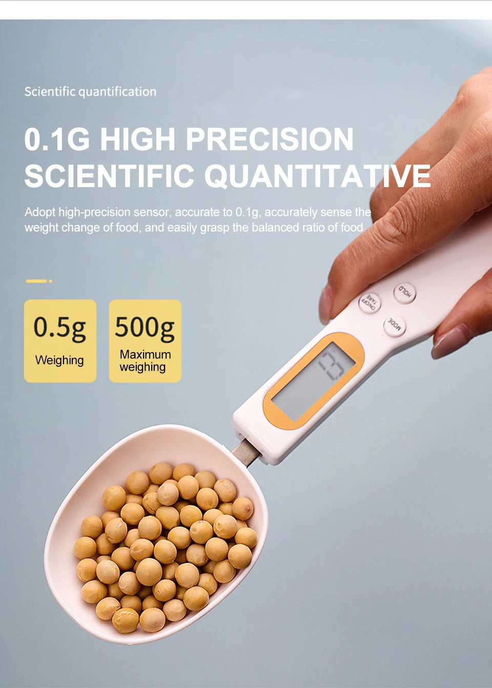 Digital Spoon Kitchen Scale | 500g 0.1g USB Rechargeable