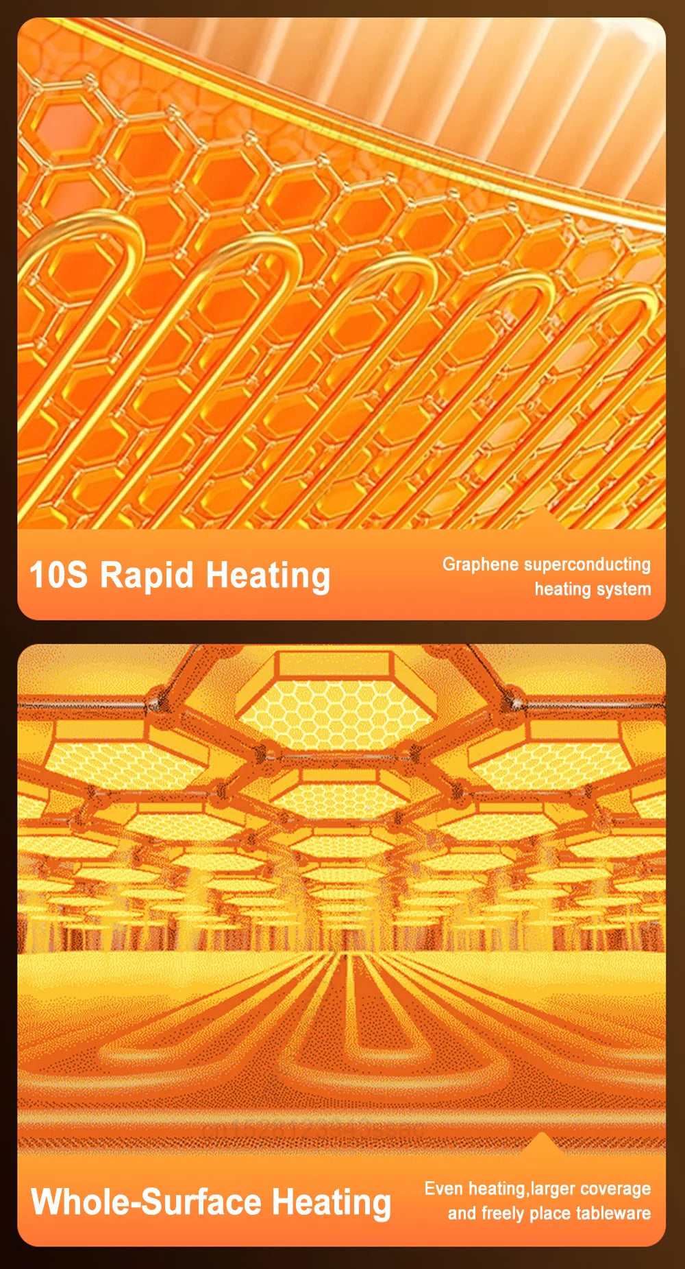 Foldable Electric Warming Tray 3 Temp Settings & Smart Heat