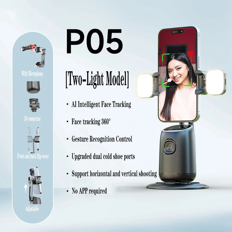 360° AI Tracking Gimbal Stabilizer for Vlogs & TikTok