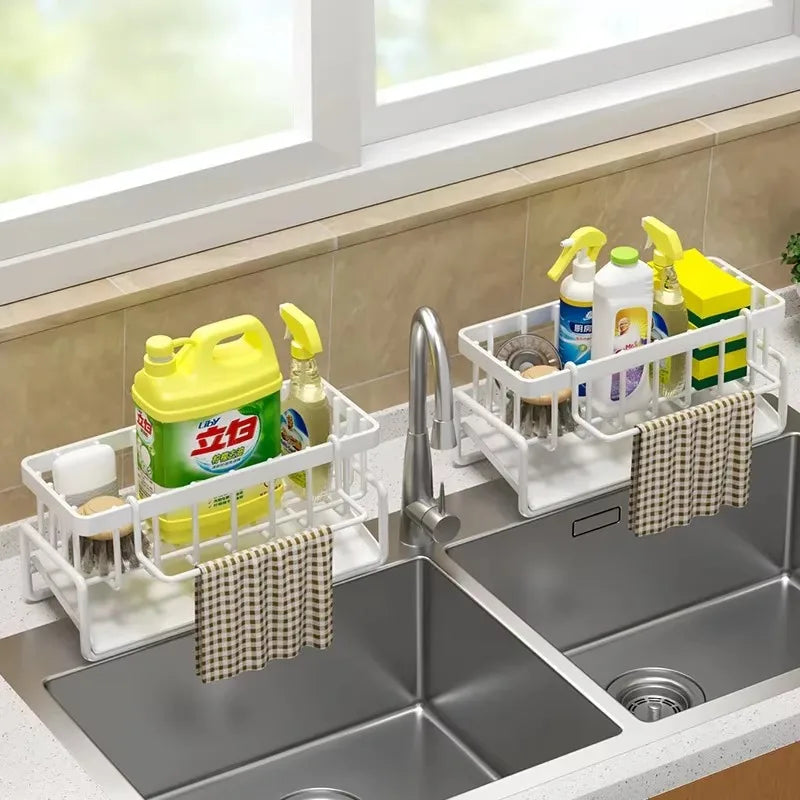 Kitchen Spice Storage Shelf with Drainage | Tap-Mounted Rack