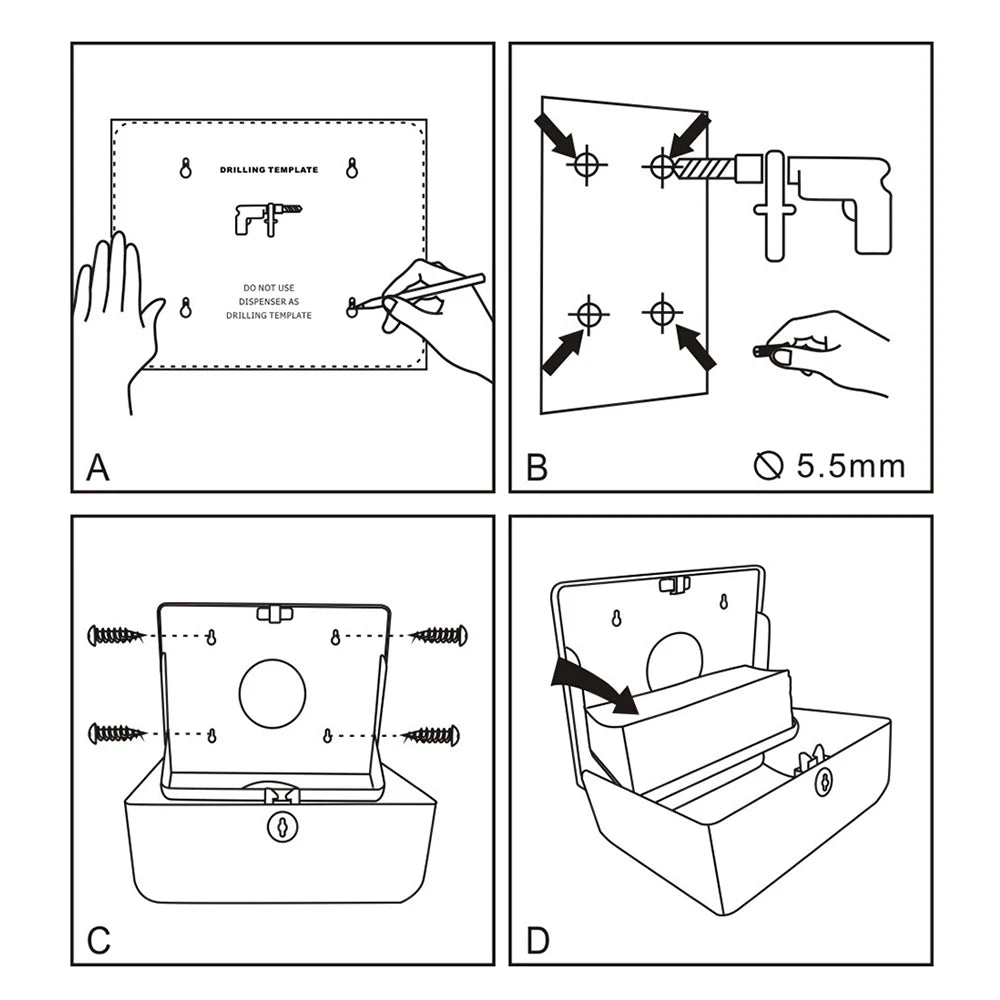 Wall-Mounted Tissue Dispenser – ABS Rectangular Paper Towel Holder | Bathroom, Home & Car Organizer for Multifold Tissues