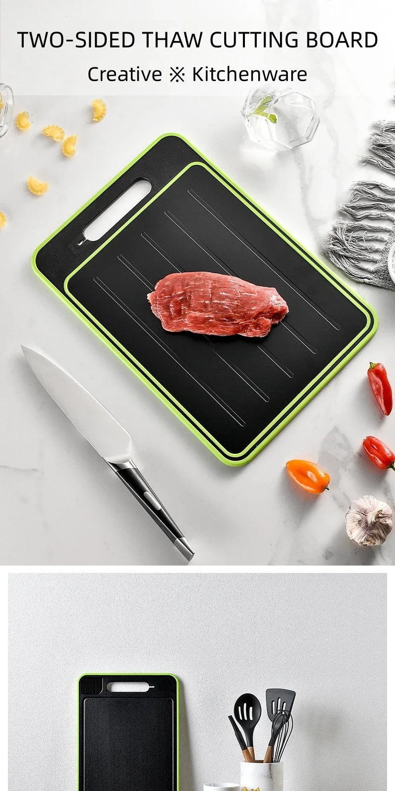 Double-Sided Cutting Board | Versatile & Non-Slip