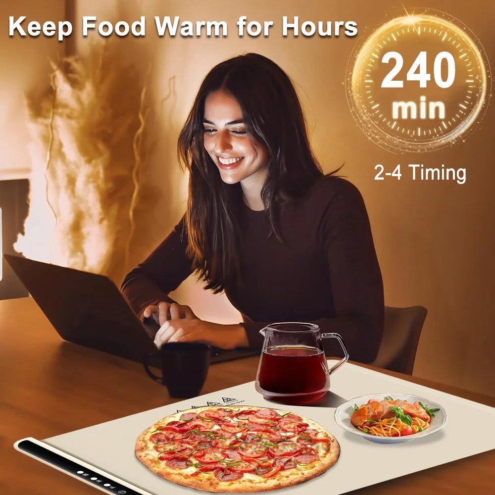 Foldable Electric Warming Tray 3 Temp Settings & Smart Heat