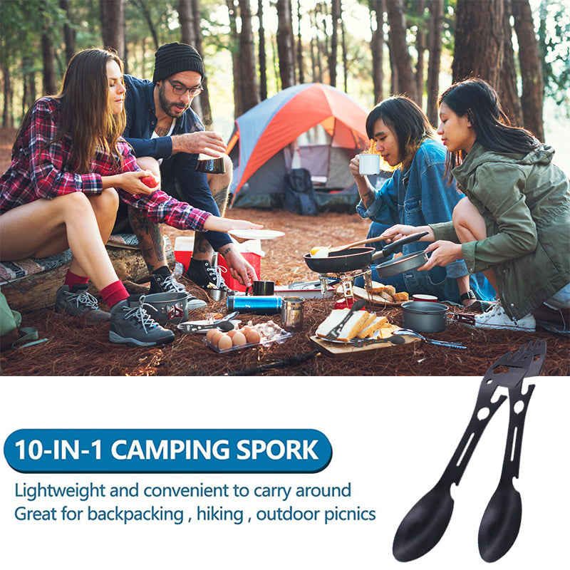 10-in-1 Multi-Functional Stainless Steel Spork Camping Tool