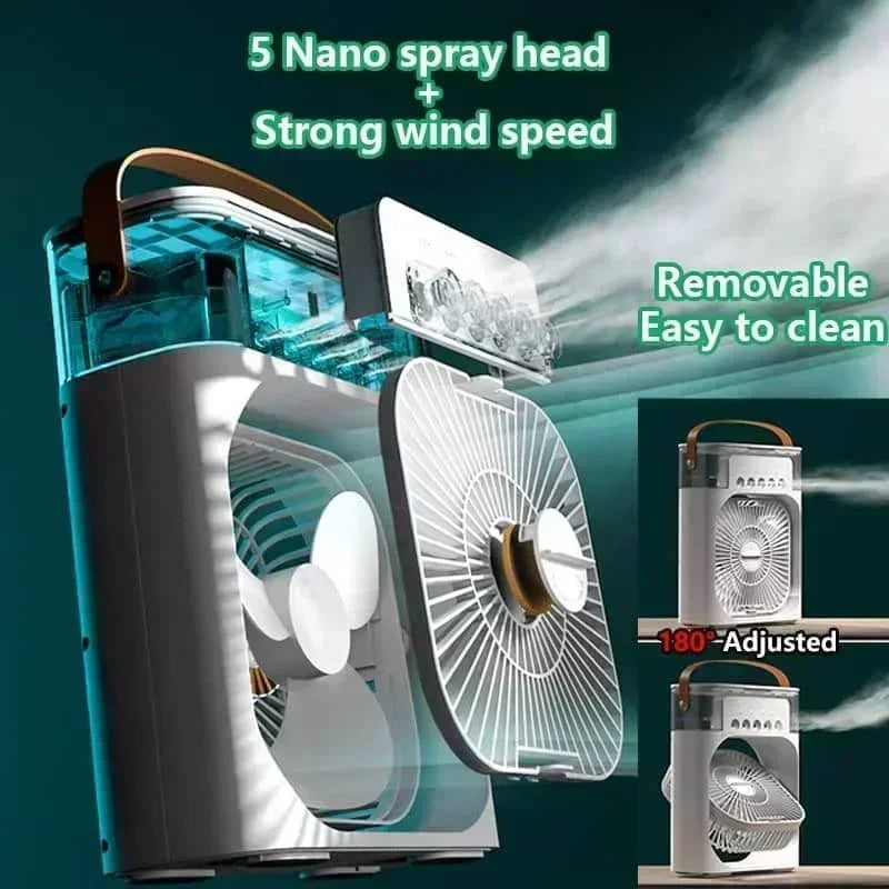 3-in-1 Mini Kitchen Air Cooler Fan – Portable AC, Humidifier & LED Light
