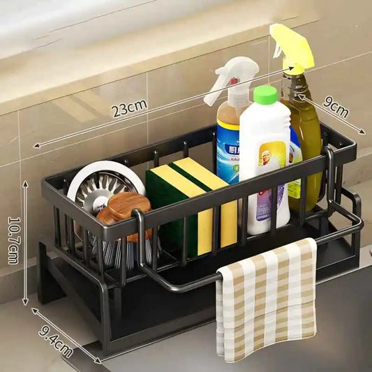 Kitchen Spice Storage Shelf with Drainage | Tap-Mounted Rack