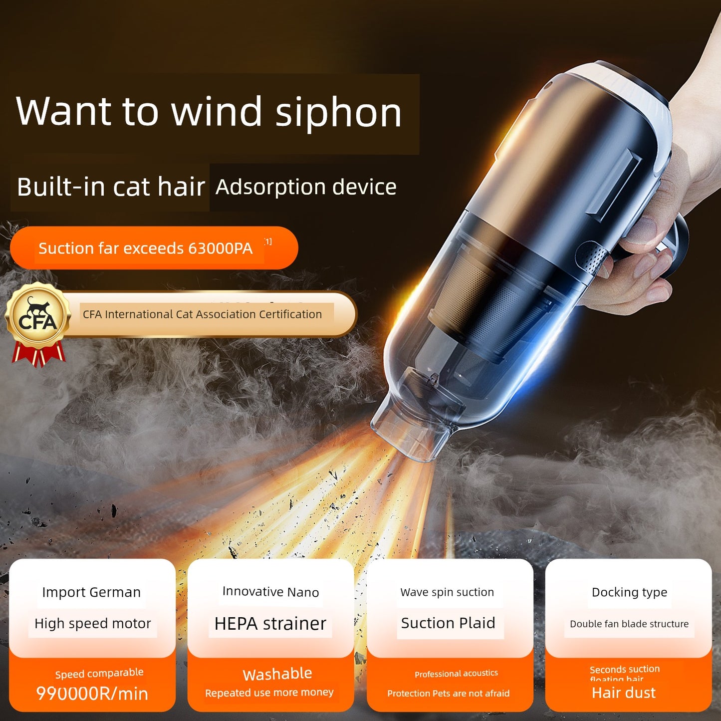 German Wireless Vacuum Cleaner for Pet Fur Removal
