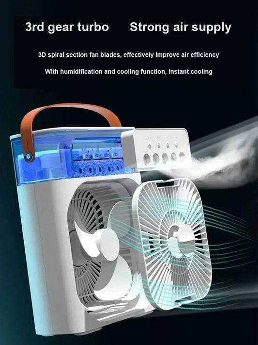 3-in-1 Mini Kitchen Air Cooler Fan – Portable AC, Humidifier & LED Light